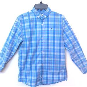 boys’ vineyard vines blue plaid button down shirt